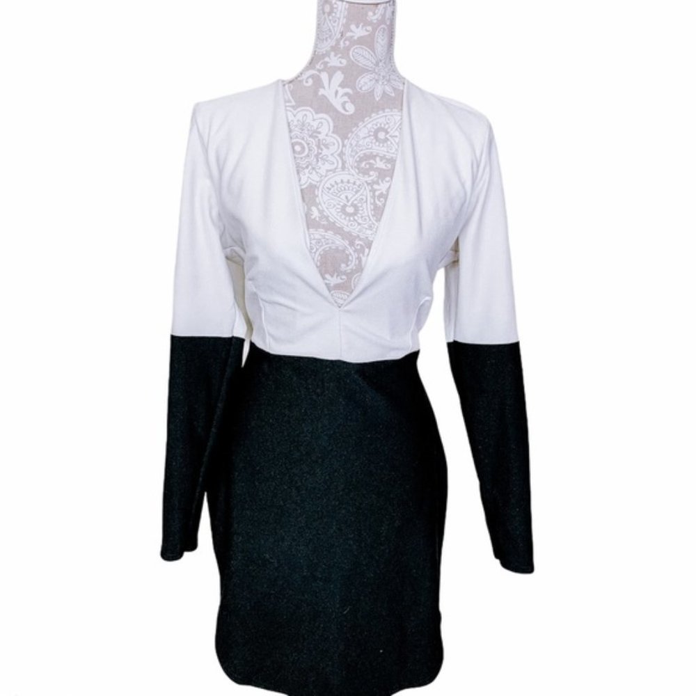 Misguided Sz12 VNeck Color Block Sheath Dress 1427